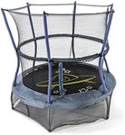 SKYWALKER TRAMPOLINES 60" Round, Indoor Outdoor Mini Trampoline for Kids Toddler Bouncer with Enclosure Net, Padded Frame, Cover and Handlebar, No-Gap Safe Design, Space Adventure