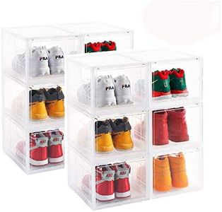 AOTENG STAR Clear Storage Box Womens Mens Shoe Display Box Plastic Foldable Stackable Shoe Container Clear Closet Shelf Organizer - 6 Pack