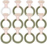 Hasoar 12pcs Spiral Hair Ties with Diamond Card, Bridesmaid Gift for Bridal Wedding women Parties guests Decorations Favors gifts (White & Sage Green)