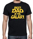 Funchious Best Dad in The Galaxy, Funny for Dad Novelty Men’s Shirt (X-Large, Black)