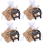awtlife 30 pcs Cast Iron Lucky Horseshoes Opener with Tag Cards Sheer Bag for Vintage Wedding Favors Party Favor Decorations