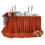 Pooling and Floating Chiffon Table Skirt with extra length, 6FT 9FT 14FT Sheer Tablecloth, Baby Shower, Birthdays Party, Main Cake Table Decoration, Wdding Table Skirt (Terracotta, 9FT)