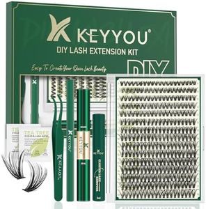 DIY Lash Extension Kit KEYYOU 300Pcs Individual Eyelash Extension Kit 40D 0.07D Curl 8-16MIX Lash Clusters Kit with Lash Glue Remover Applicator Easy to Use for Beginners(Kit-40D-0.07D,8-16MIX)