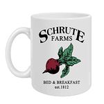 Schrute Farms Bed And Breakfast Est. 1992 Office 11 Ounces Funny White Coffee Mug- The Office - Ceramic Coffee Mug Tea Mug Great Gift Idea 11 Oz, White