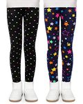 KEREDA Girls Fleece Lined Leggings Thermal Leggings Kids Cute Printed Warme Winter Pants Trousers 3-12 Years Pack of 2