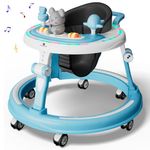 StarAndDaisy 360 Baby Walker 6-24 Months / 7 Level Height Adjustment Walker for Kids Boy and Girl with Intergrated RGB Lights, Switchable Food & Musical Toy Tray / Premium Baby Activity Walker - Sky Blue