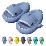 IDEINER Cloud Shark Slides Women Shark Slippers Men Flip Flops Bathroom Shower Shoes Anti Slip Comfy Cushion Soft Foam Shark Sandals Pool Beach Indoor Home Unisex Adults Blue Size 5.5-6.5W/4-5M