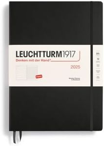 LEUCHTTURM1917 370730 Weekly Calendar & Notebook 2025, Master A4+ Hardcover - 12-Month Planner, Lined - Black, English