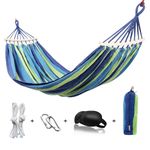 HappyGo 550lbs Camping Hammock Durable Canvas Fabric 9ft Hammock with Two Anti Roll Spreader Bar and Tree Straps for Backyard,Travel,Porch,Beach,Backpacking