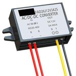 AC-DC Current Converter AC 12V (10-28V) to DC 12V Reduces Voltage Converter, AC/DC Converter,AC to DC Down Converter Module Voltage Regulator, IP68 Waterproof for Car Screen, Surveillance Camera (3A)