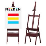 MEEDEN Studio H-Frame Easel with Art Supply Storage Drawer - Adjustable (60"~75") Wood Easel Stand for Artists, Adults and Students, Holds Canvas Art up to 35" - Deep Walnut