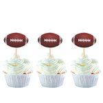 24 Pack American Football Cupcake Toppers Assembled Rugby Ball Cupcake Picks for Super Rugby Sports Theme Baby Shower Kids Birthday Party Cake Decorations