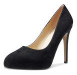 NobleOnly Women's Leather Lining High Heels Platform Pumps Stilettos Court Shoes 4.7IN Heels Black Suede Shoes UK 8