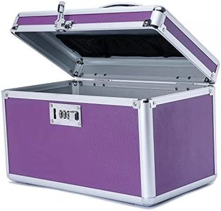 Locking Medication Box with Portable Storage Case, Childproof Medicine Lock Organizer, 12.2''x 7.2''x 7.6'', Lockable Empty First Aid Storage Cabinet, Lockbox for Drugs use (Purple/Medium)