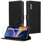 kwmobile PU Faux Leather Case Compatible with Samsung Galaxy Xcover Pro - Wallet Case with Screen Protector - Black