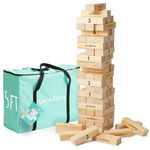 THE TWIDDLERS XL Tumble Tower Giant Garden Game, 64 Piece Premium Large Wooden Lawn Game, Blocks Stack up to 5ft / 1.5m Tall - With Carry Case, Outdoors or Indoors, Mega Fun for Kids & Adults, Age 3+