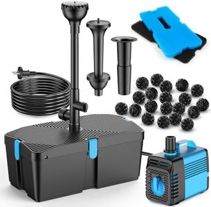 Pompe de bassin avec filtre et kit fontaine, 50W 2500L/H pompe de bassin et kit de filtration, filtre de bassin pour bassins extérieurs, filtre de bassin propre pour koï