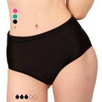 Period Swimwear - Black Menstrual Leakproof Bikini Bottoms - High Waisted Swim Bottoms for Teens, Girls, Women, Black, XX-Small