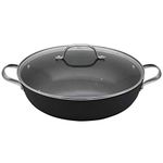 Hairy Bikers CKW2029 Lightweight Cast Iron Shallow Casserole with Non Coating, Honeycomb Base Reduces Risk of Sticking, for Home Kitchens (30cm, Black)