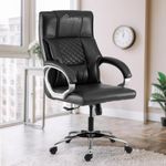 Wakefit Allen Office Chair | 3 Years Warranty | Chrome Base High Back | Ergonomic Boss Chair l Black Leatherette Executive Chair