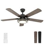 warmiplanet Ceiling Fan with Lights Remote Control, 52 Inch, Black (5-Blades)