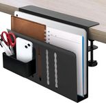 osseph Under Desk Laptop Holder, Desk Clamp On Side Desk Organizer with Anti-Scratch Pad & Magnetic Pen Holder, No Drill Desk Hanging File Holder For Office Home Fits Flat Edge Desk 0.3" to 2.3"