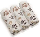 SORKUT 1 Pack 3 Puppy Dog Blankets Super Soft Warm Sleep Mat Fluffy Premium Fleece Pet Blanket Flannel Throw for Dog Puppy Cat - White Paw Print Small(23"x15")