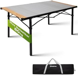 KingCamp Campingtisch klappbar Klapptisch mit Aluminiumrahmen Aufrollbare Tischplatte(136x70 cm) für 4-6 Personen Campingtisch faltbar mit Tragetasche belastbar bis 80 kg,Silber,XL