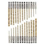 26 Piece Titanium Drill Bit Set, hex Shank high Speed Steel Drill bits, 1.5-6.5mm High Speed Steel,Titanium Coated HSS Drill Bit Set, Quick Change, 1/4" Hex Shank