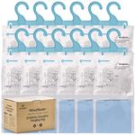 Wisesorb Moisture Absorber Refill Hanging Bags, 12 Pack (7 oz. ea.) of Moisture Absorber Packets with 6pcs Hooks, Humidity Packs, Hanging Closet Dehumidifier Bags