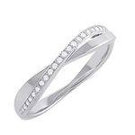 Sterling Silver Cz Thin Stackable CrissCross X Ring - Size 8