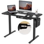 FLEXISPOT Standing Desk Electric Height Adjustable 100 * 60cm Sit Stand Desk with Cable Tray Backpack Hook Memory Smart Pannel(Black Frame+Black Desktop)