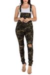 Twiin Sisters Women's Fashion Ripped Distressed Stretch Skinny Fit Jumpsuit Denim Overalls for Women, Camo #Rjho926, 3X