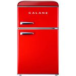 Galanz Retro Compact Mini Fridge with Freezer, 2-Door, Energy Efficient, Small Refrigerator for Dorm, Office, Bedroom, 3.1 Cu.Ft, Red