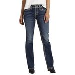 Silver Jeans Co. Women's Suki Mid Rise Curvy Fit Slim Bootcut Jeans, Med Wash Sjb376, 36W x 33L