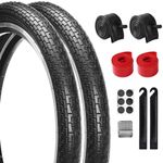 Lukasports 2Pcs Kid Bike Tires and Tubes Set, 20”x1.95”- 2.125” Bike Tires & 1.75”- 2.125” AV 32mm Inner Tubes, ETRTO 49-406 Folding Replacement Tires, with Repair Patch Kit for Mountain Road Tire