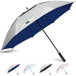 ZOMAKE 54 Inch Golf Umbrella UV Protection - Extra Large Golf Umbrellas Sun Protection Automatic Grand Parapluie de Golf Double Canopy Vented Windproof for Sun And Rain(Silver & Blue)