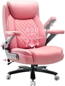 650LBS Large Heavy Duty Office Chair with 5D Flip Arms,Comfy Big and Tall Executive Office Desk Chair with Pocket Spring Cushion,High Back Computer Chair with Lumbar Support,Dual Rubber Wheel
