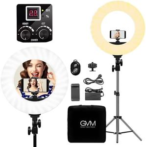 GVM LED Ring Light Kit, 14 inch Bi-Color Ring Light with Tripod and Bluetooth, Dimmable Led Video Light for Auxiliary Makeup,Tiktok and Live Fill Light, Vlog Selfie Video Photography Lighting