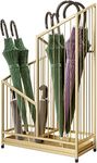 INDIAN DECOR 51564 Metal Umbrella Stand - Free Standing Umbrella Holder, Square Storage Stand for Office, Living Room, Hallway - Golden, 25x40x62 CM