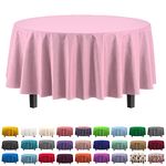 6-Pack Premium Plastic Tablecloth 84in. Round Plastic Tablecover - Pink - Exquisite