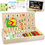 lenbest Wooden Toys Maths Games - Educational Science Kits - Number Blocks | Teaching Learning Clock | Counting Toys - Early Development & Activity Toys - Toys for 4 5 6 Year Old Boys Girls gifts