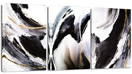 Artscope 3 Pieces Abstract Wall Art Canvas Prints - Marble Black and White Fluid Ink Picture Painting - Modern Wall Artwork Framed for Gifts Bathroom Living Room Home Office Decor - 30 x 40 CM