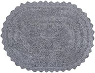 DII Crochet Collection Reversible Bath Mat, Large Oval, 21x34, Gray