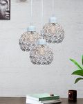 Homesake®3-Lights Round Cluster Chandelier Crystal Hanging Pendant Light Black, Dual Crystal Half Globe (White)