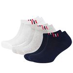 Ben Martin Men's Cotton Ankle Length Socks, Free Size, Pack Of 3 (Small|Navy Blue-White-Light Grey)