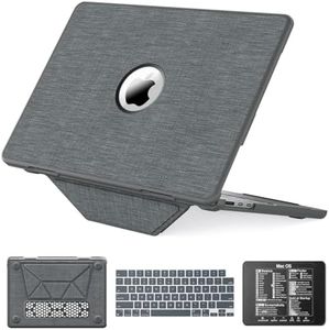 KAIJIAbox Case for MacBook Air 13.6 Inch Case,Foldable Stand and Mouse Pad/Bag, Exquisite Plastic Hard Shell,Woven Fabric Protective Cover for MacBook Air 13.6 Inch(2022/2024)[M2 A2681/M3 A3113](Grey)