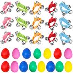 MUKLEI 30 Packs Shaker Musical Instruments, 15 Packs Plastic Egg Shakers and 15 Packs Wrist Band Jingle Bells, Jingle Bells Instrument Wrist Shaking Bells for Party, Christmas, Birthday, 5 Colors