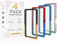 Livresse PSA Slab Protector 4 Pack, Magnetic Display Case Compatible with PSA 35PT Graded Cards, Tempered Glass Card Holder with Iridescent Aluminum Frame