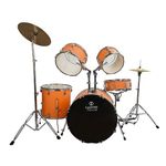 Kadence Acoustic Professional Drum Kit (5 Piece Complete) Full -Size Drumset with Cymbals (Matt Orange)